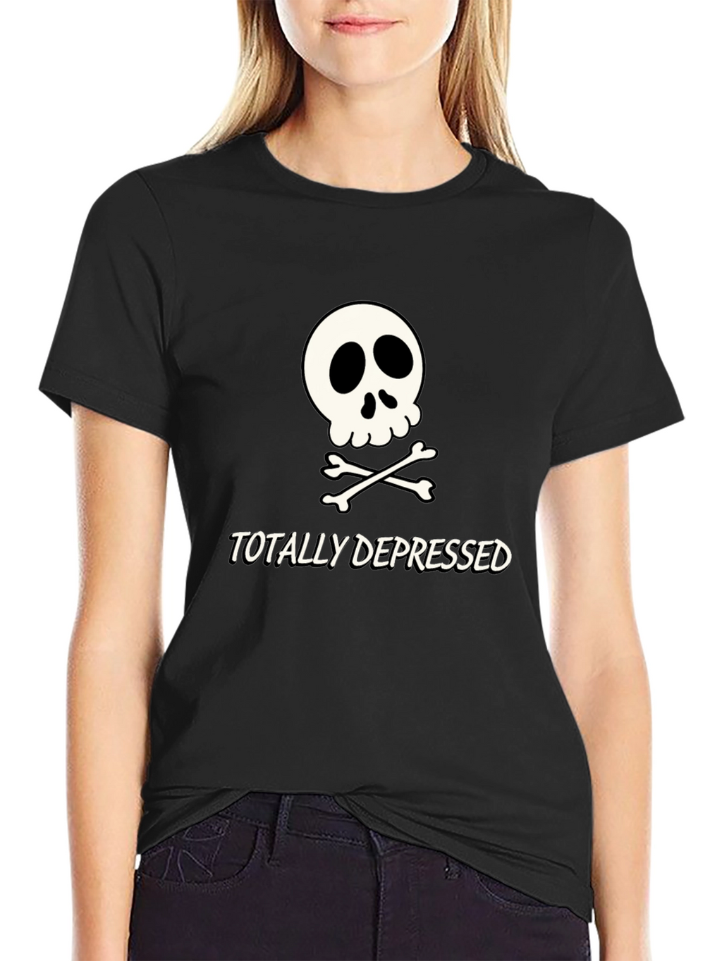 Totally Depressed Graphic T-Shirt - Skull Design