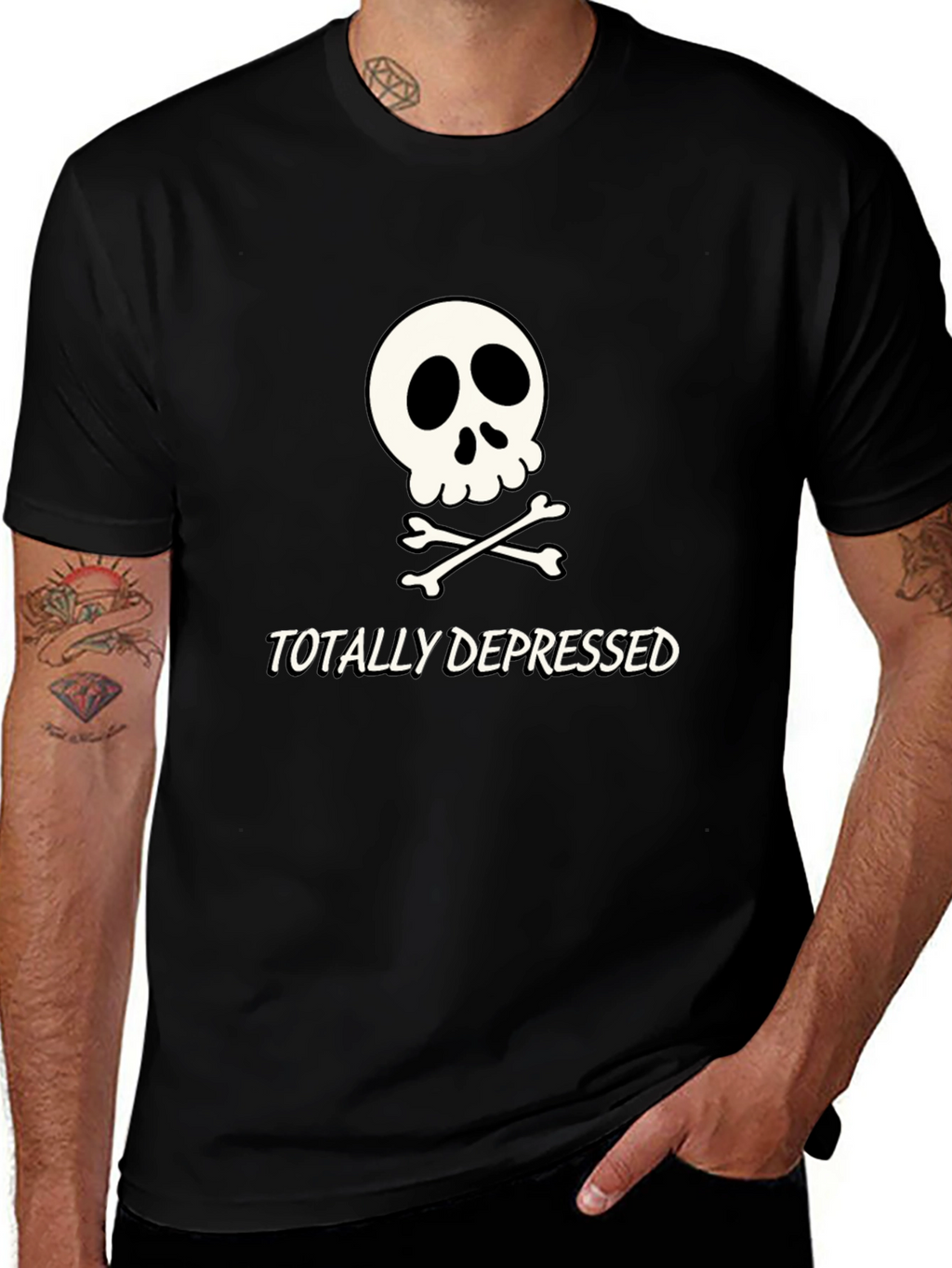 Totally Depressed Graphic T-Shirt - Skull Design