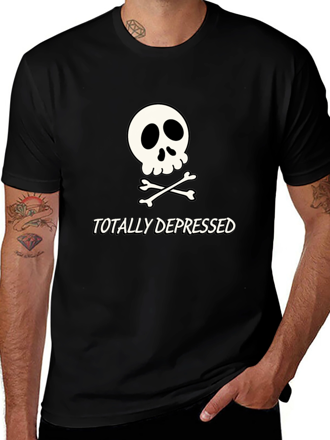 Totally Depressed Graphic T-Shirt - Skull Design