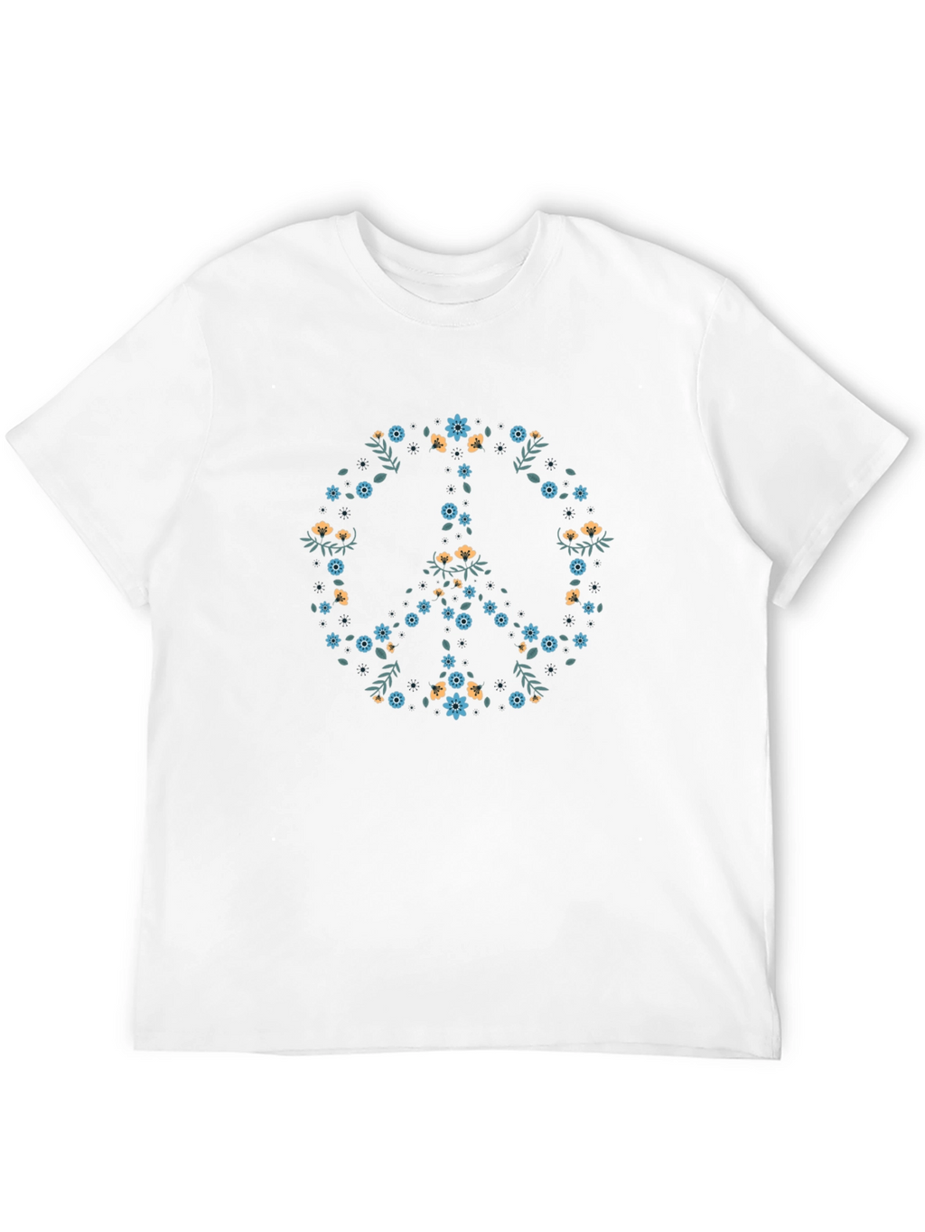 Floral Peace Sign Black Graphic Tee