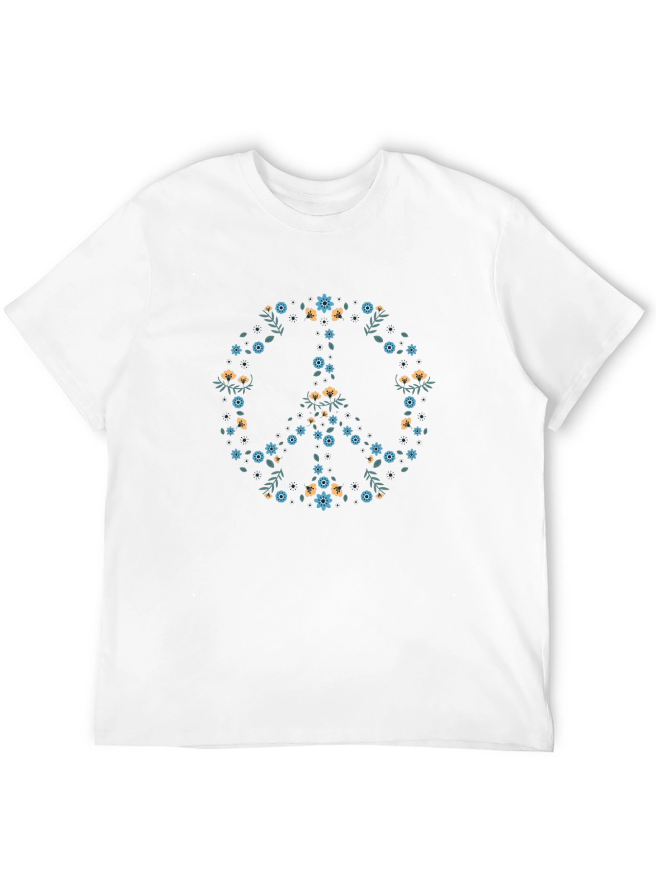 Floral Peace Sign Black Graphic Tee