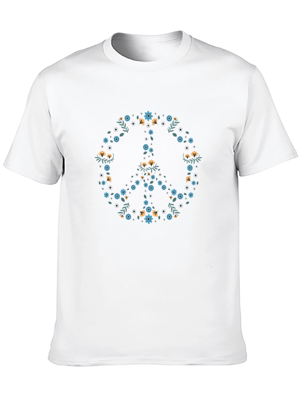 Floral Peace Sign Black Graphic Tee