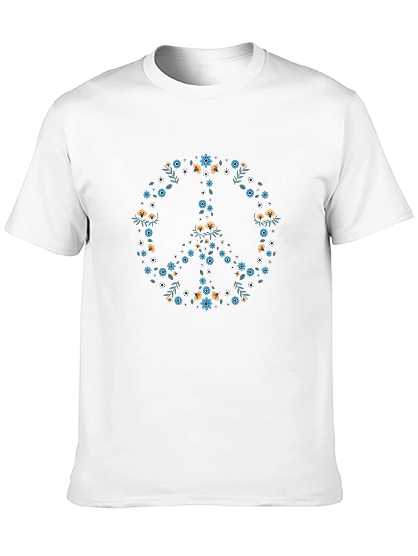 Floral Peace Sign Black Graphic Tee