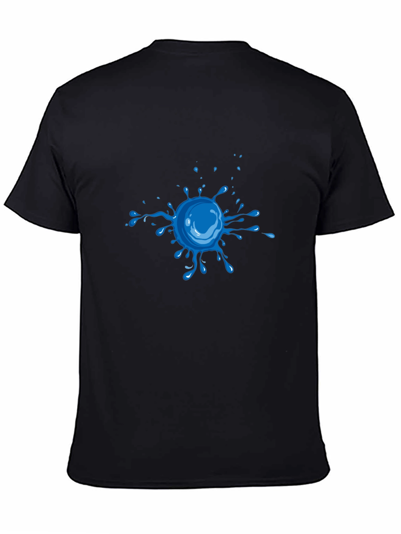 Cool Blue Splatter Graphic Tee - Black Cotton Shirt