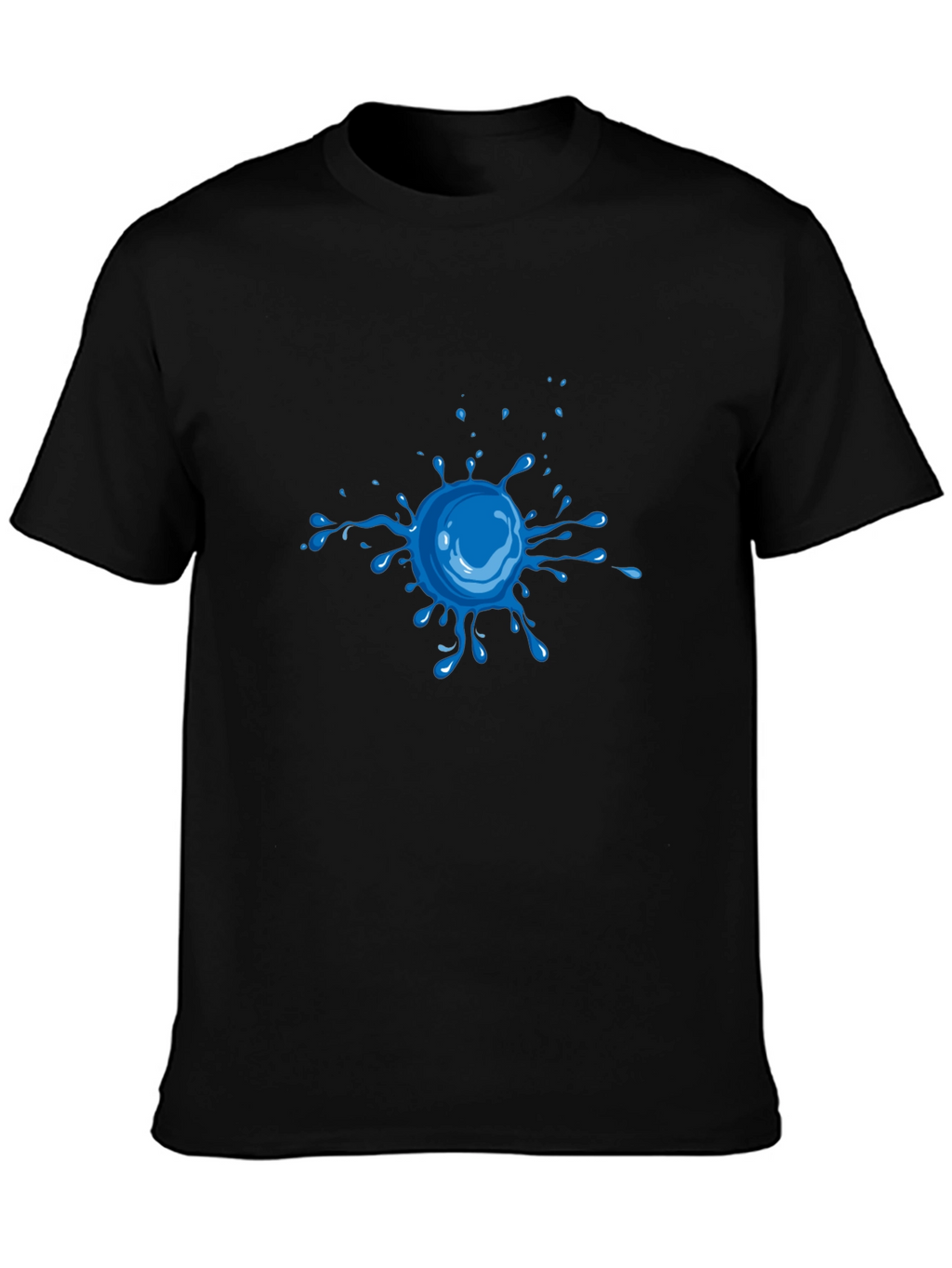 Cool Blue Splatter Graphic Tee - Black Cotton Shirt