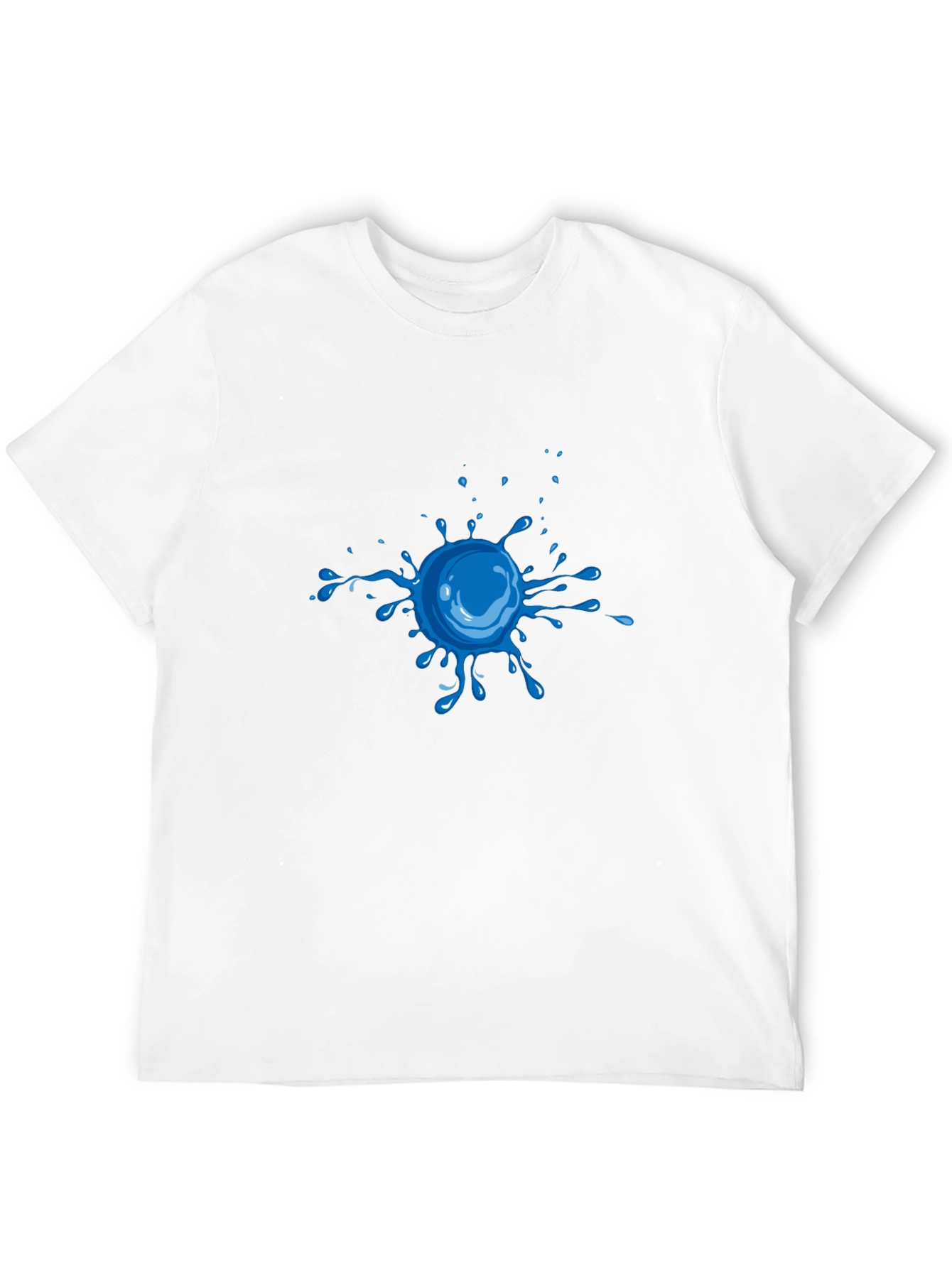 Cool Blue Splatter Graphic Tee - Black Cotton Shirt
