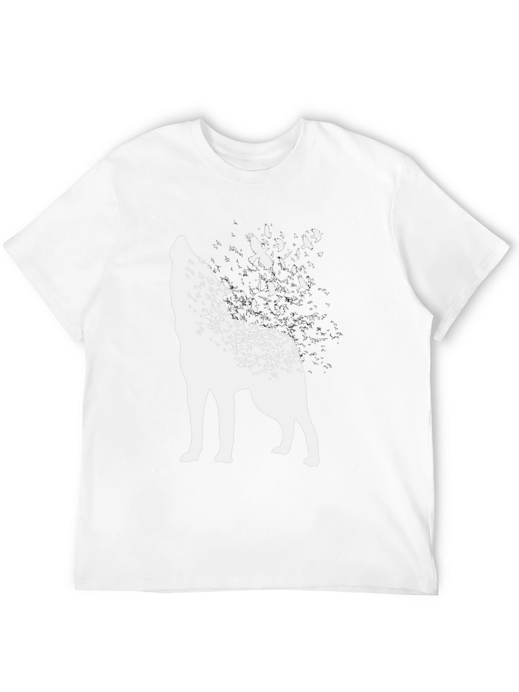 Wolf and Birds Graphic Tee - Black Cotton Blend
