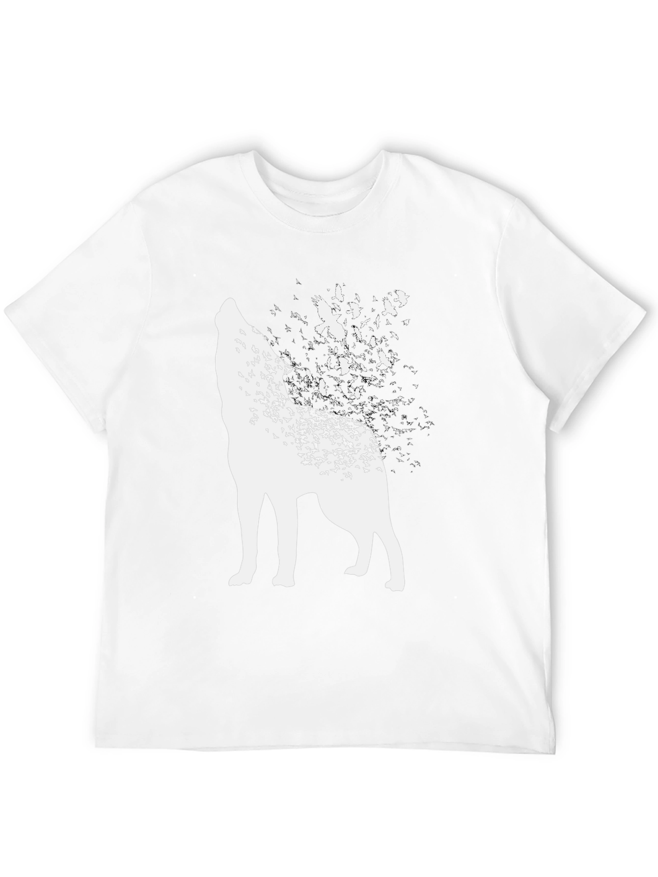 Wolf and Birds Graphic Tee - Black Cotton Blend