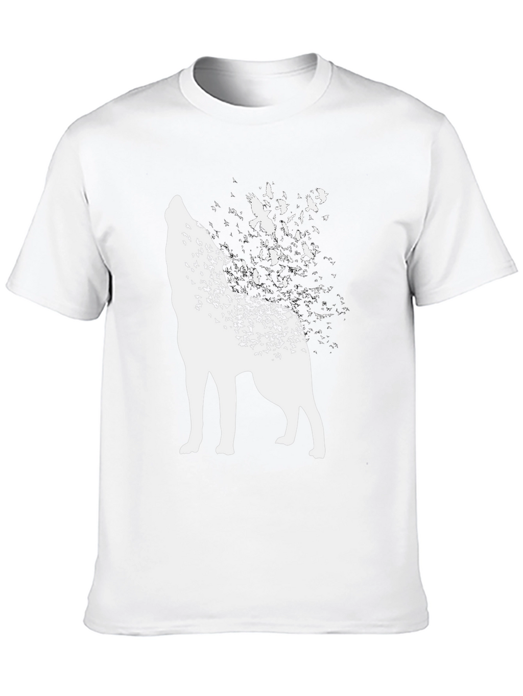 Wolf and Birds Graphic Tee - Black Cotton Blend