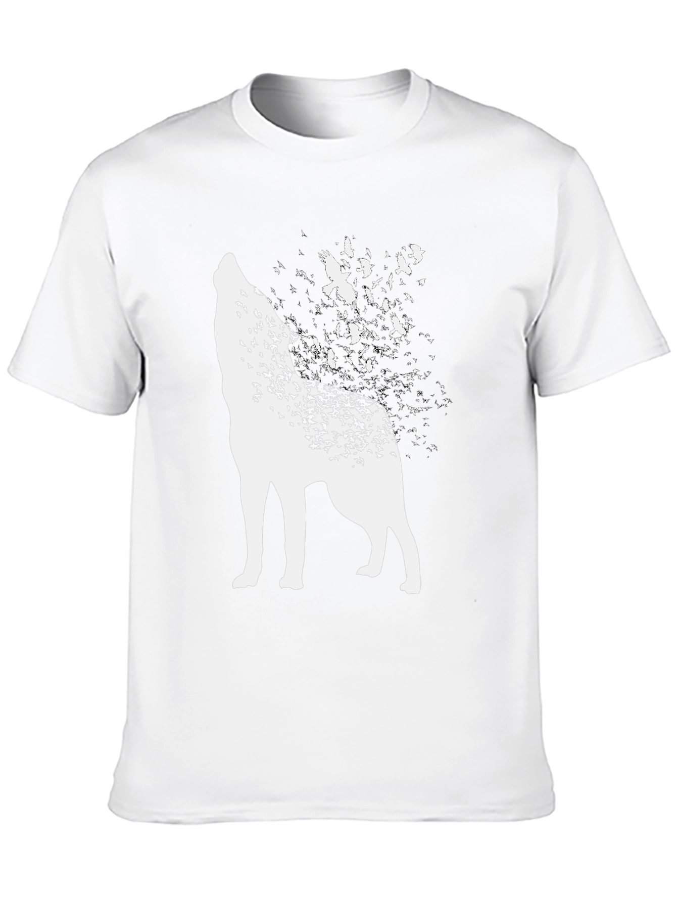 Wolf and Birds Graphic Tee - Black Cotton Blend