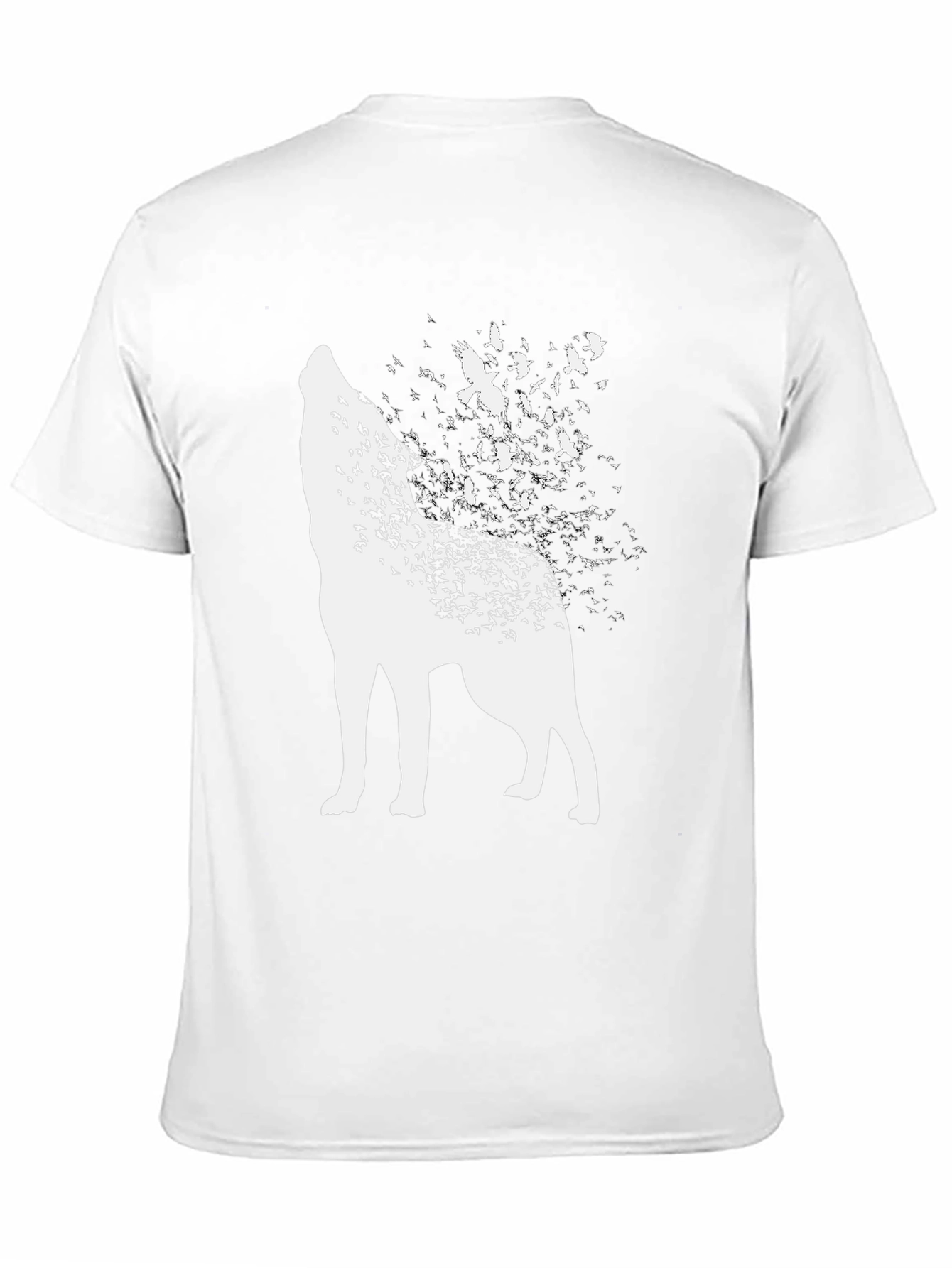 Wolf and Birds Graphic Tee - Black Cotton Blend