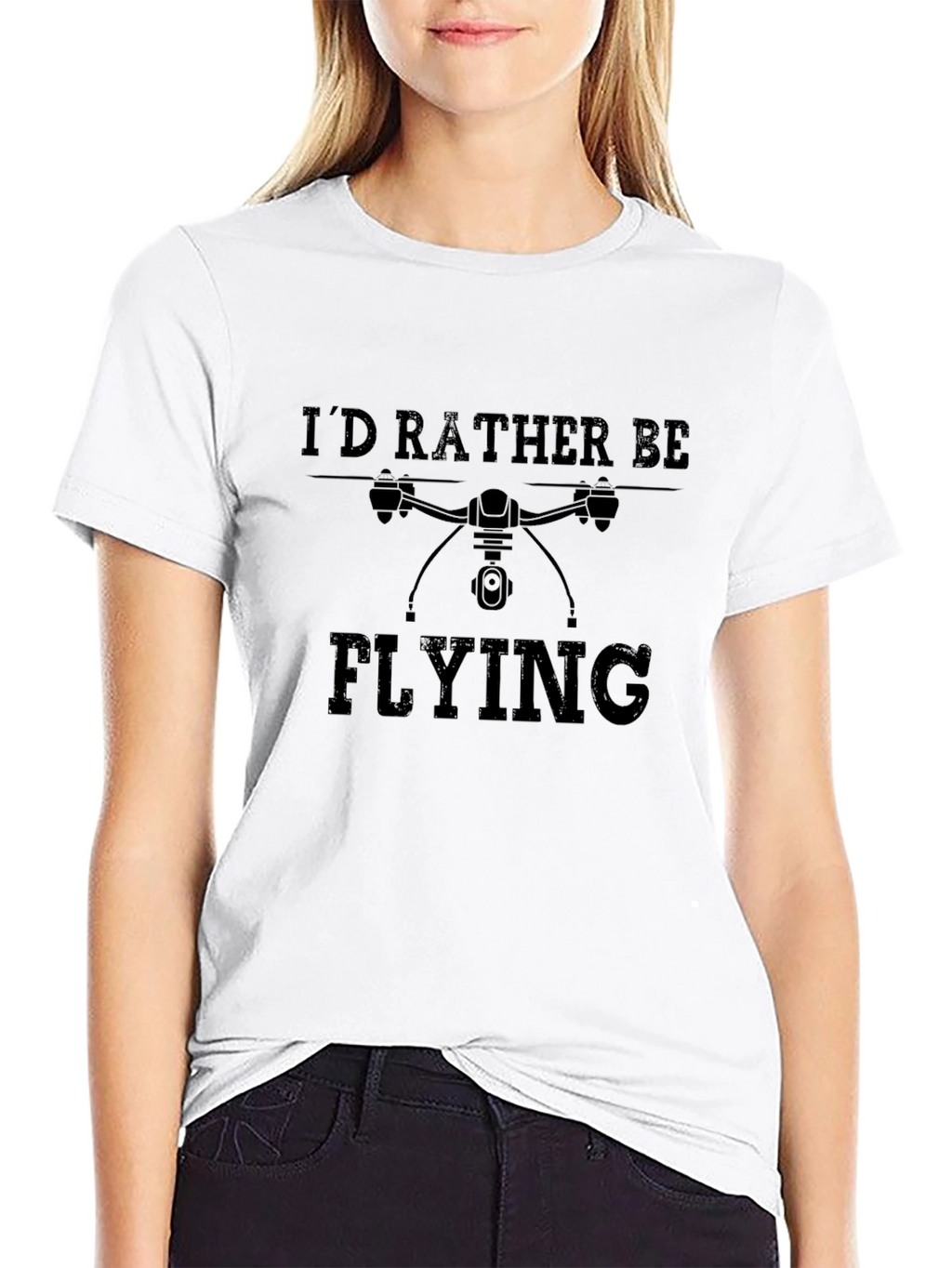 Id Rather Be Flying Drone Graphic Tee - Black