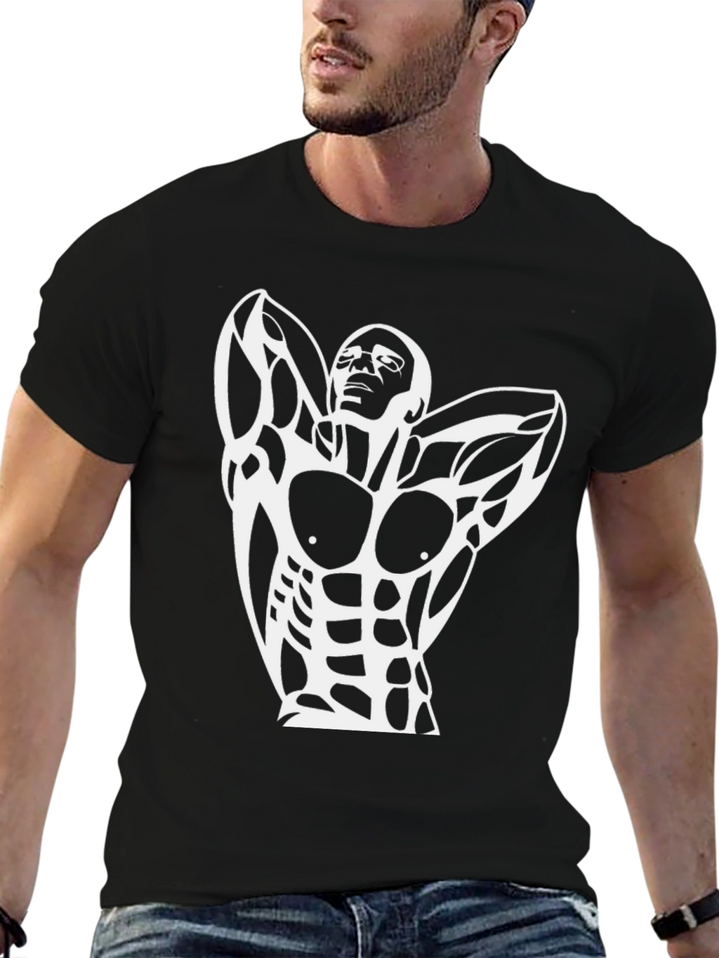 Muscled Physique Graphic Tee - Black