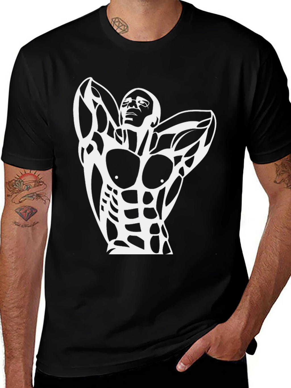 Muscled Physique Graphic Tee - Black