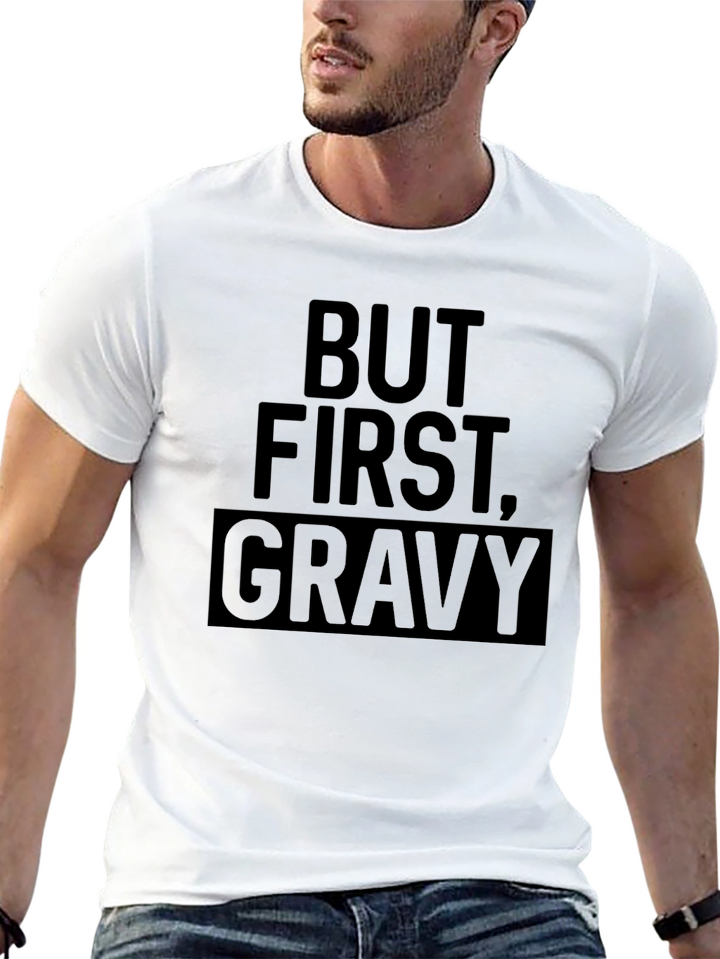 But First Gravy - Mens Black Graphic Tee
