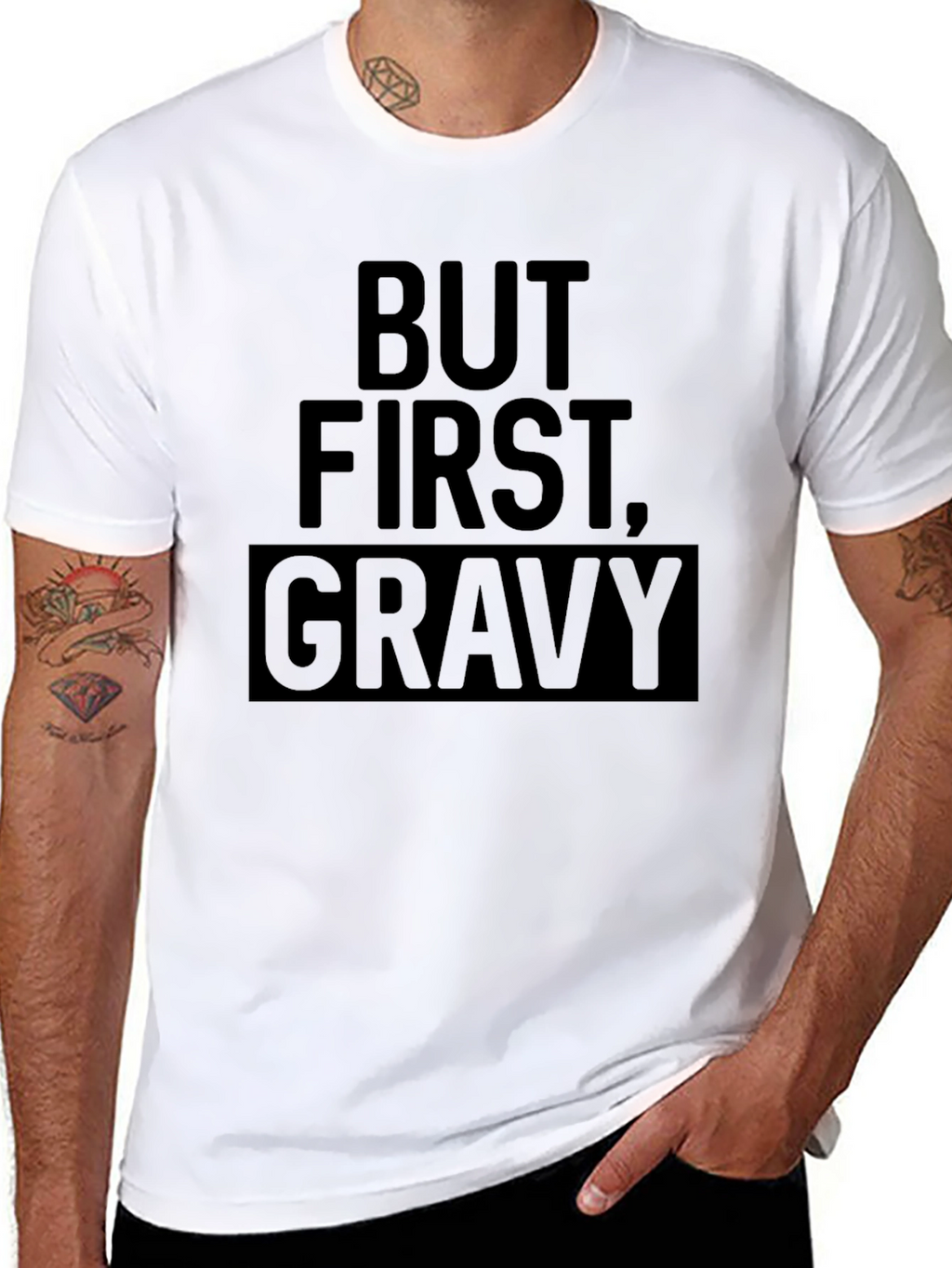 But First Gravy - Mens Black Graphic Tee