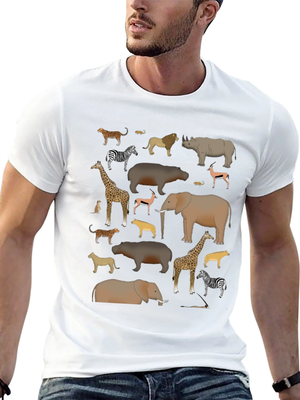 Safari Animals Graphic Print Mens T-Shirt