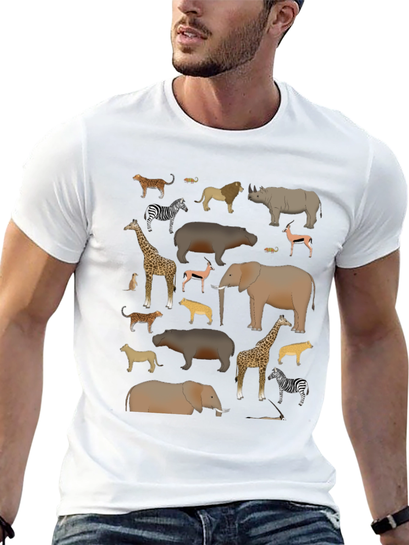 Safari Animals Graphic Print Mens T-Shirt