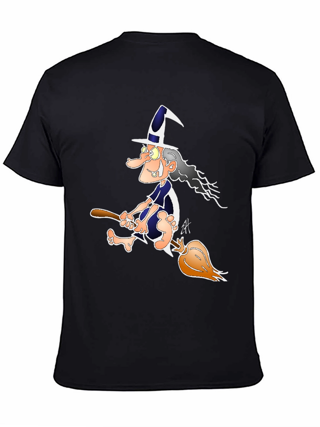 Witch on Broomstick Graphic Tee - Black