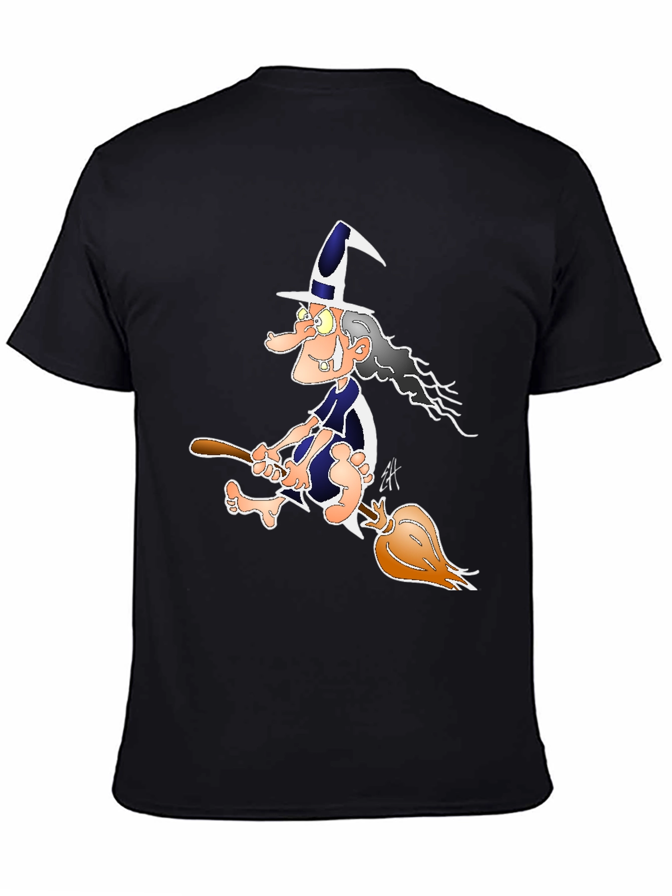 Witch on Broomstick Graphic Tee - Black