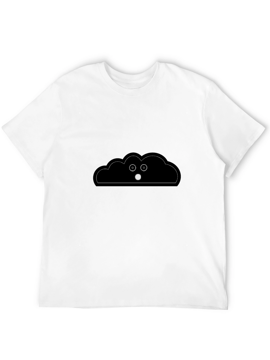 Funny Cloud Peeking T-Shirt - Black Cotton Tee