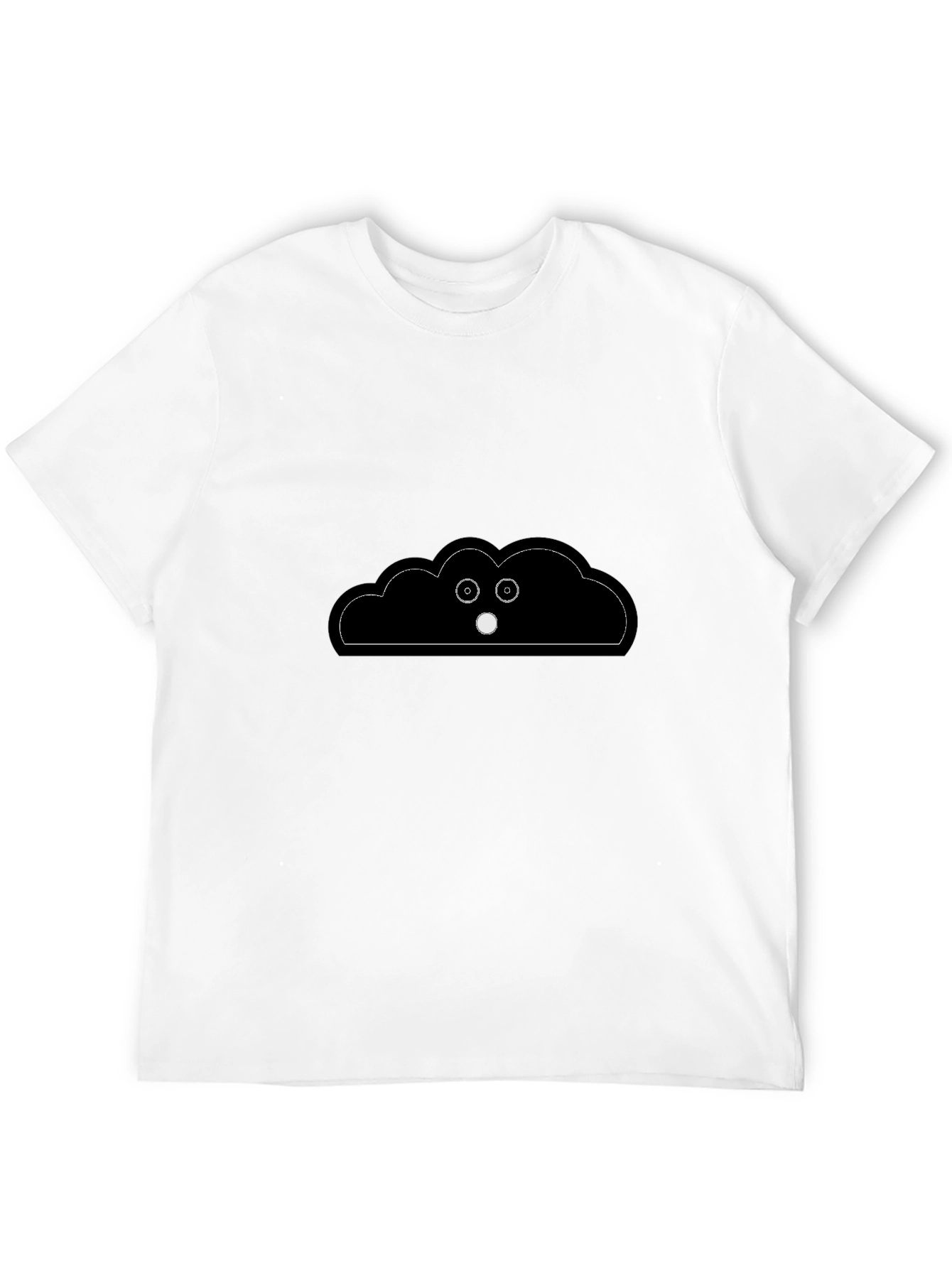 Funny Cloud Peeking T-Shirt - Black Cotton Tee
