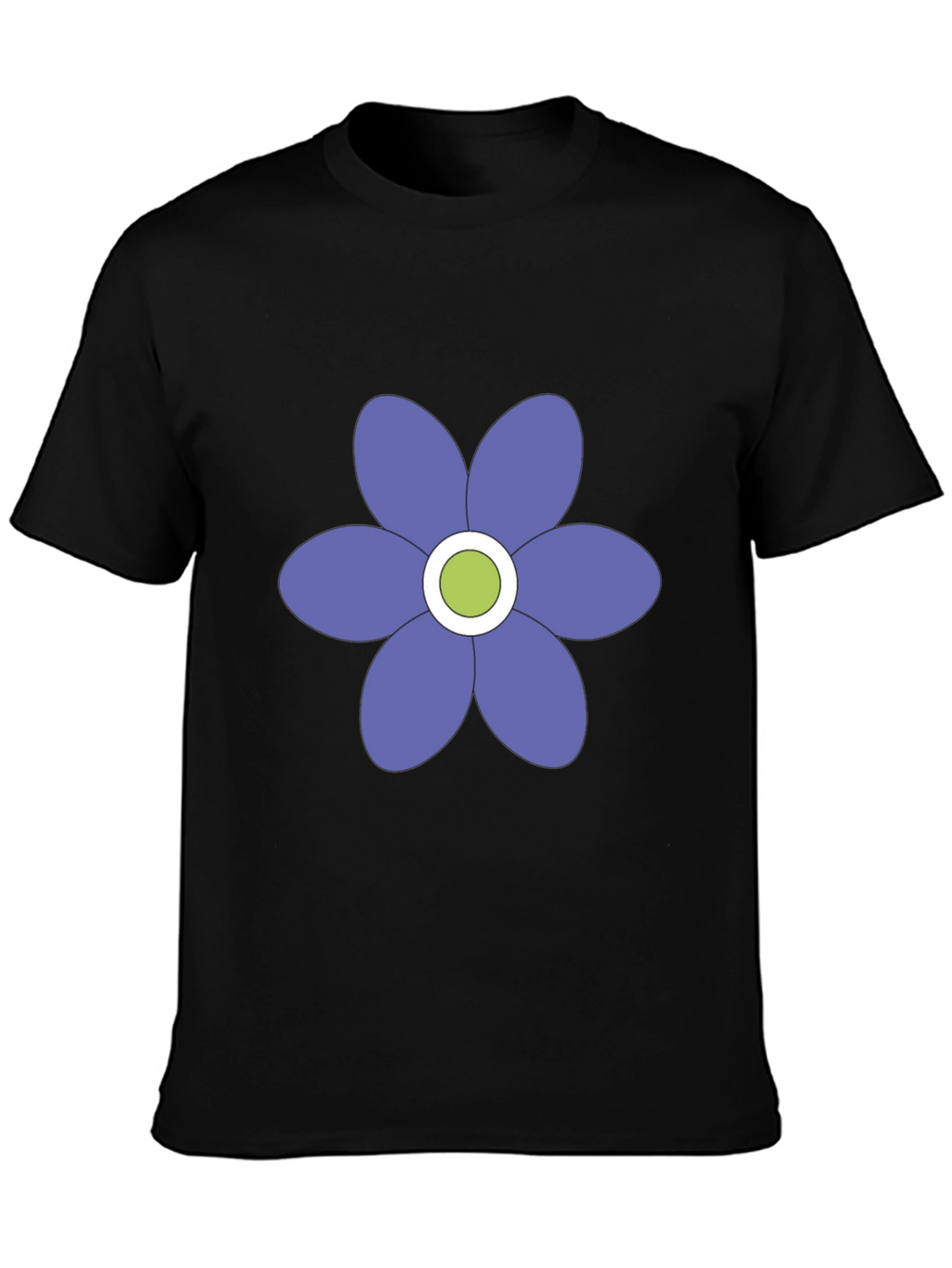 Black T-Shirt with Purple Flower Graphic