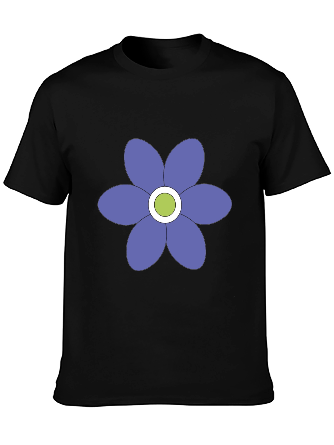 Black T-Shirt with Purple Flower Graphic