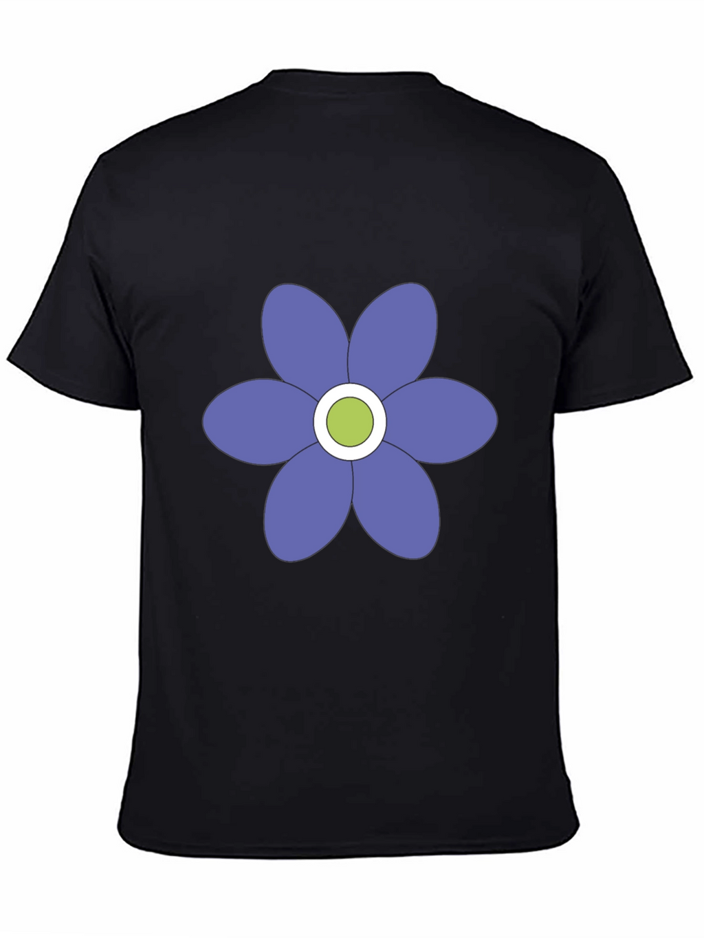 Black T-Shirt with Purple Flower Graphic