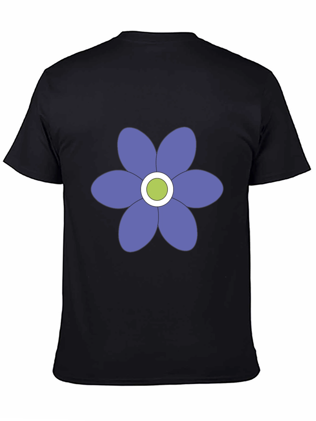 Black T-Shirt with Purple Flower Graphic