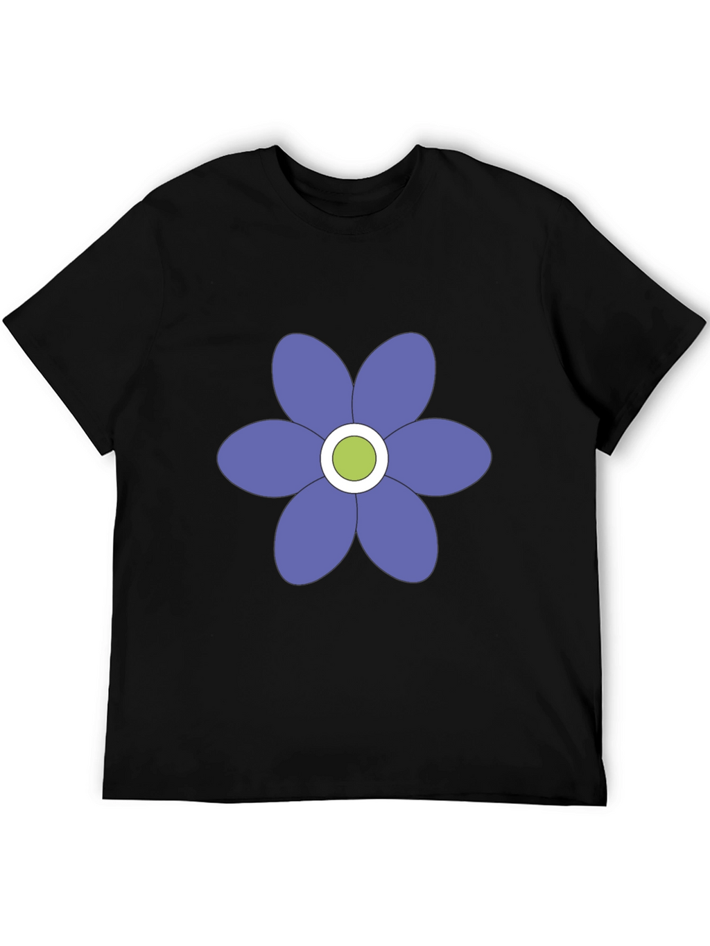 Black T-Shirt with Purple Flower Graphic