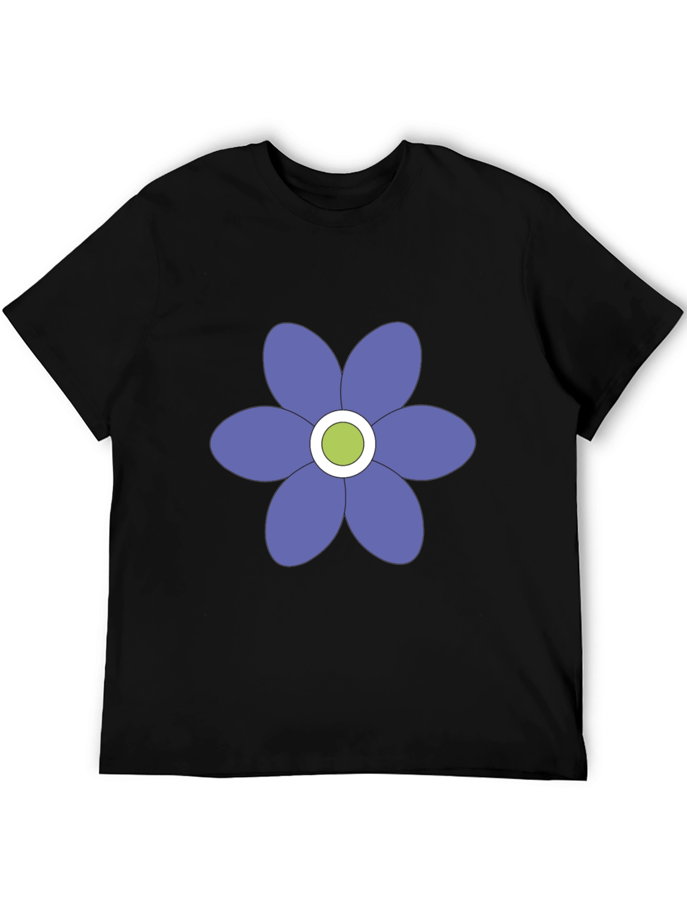 Black T-Shirt with Purple Flower Graphic