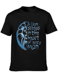 Lion Heart Graphic Black T-Shirt for Men