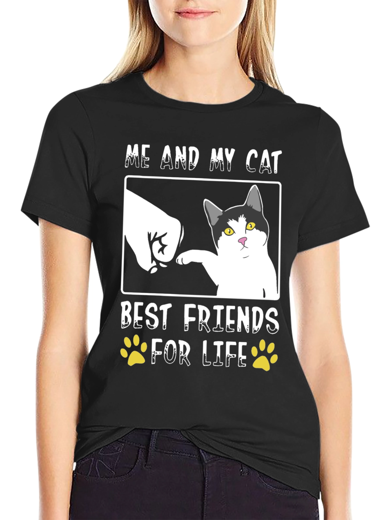 Me and My Cat Best Friends for Life Black T-Shirt