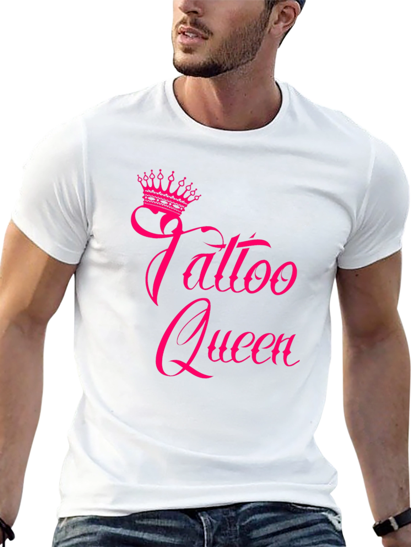 Tattoo Queen Black T-Shirt with Pink Print