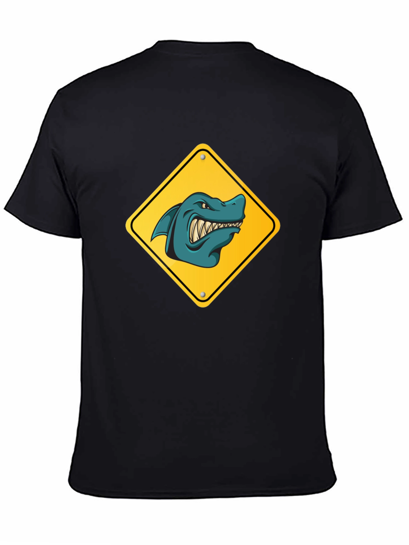 Shark Warning Sign Graphic Tee - Black