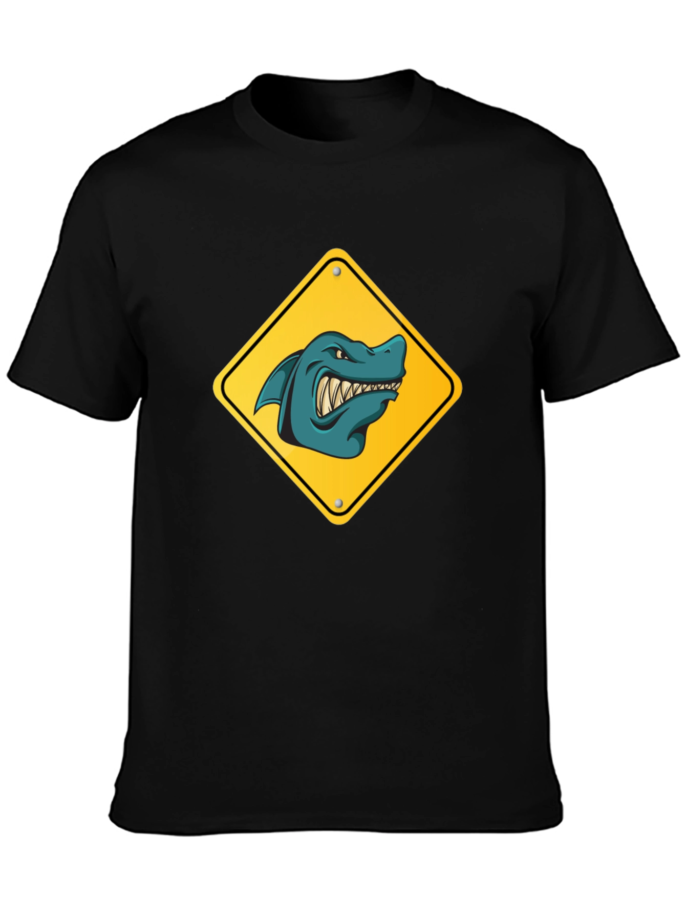 Shark Warning Sign Graphic Tee - Black