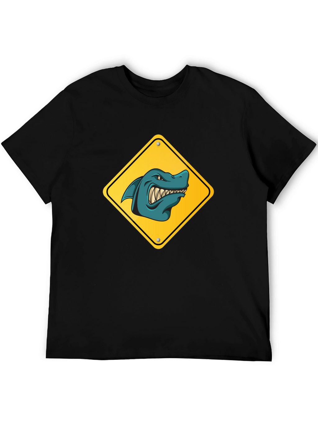Shark Warning Sign Graphic Tee - Black