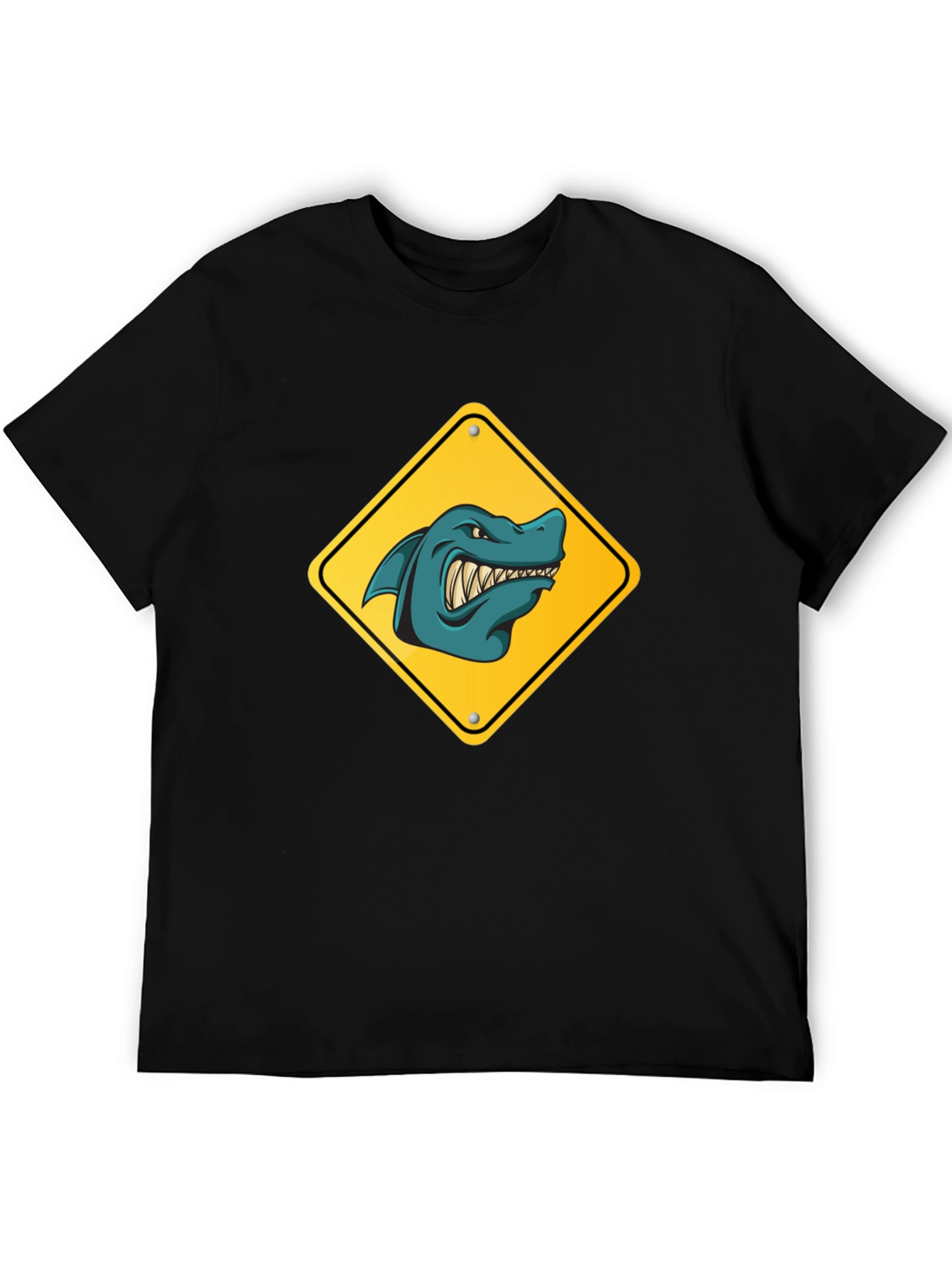 Shark Warning Sign Graphic Tee - Black