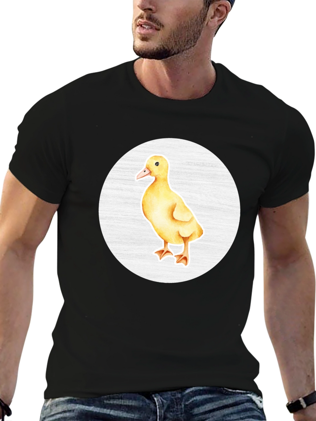 Cute Duckling Graphic Tee - Black Cotton T-Shirt