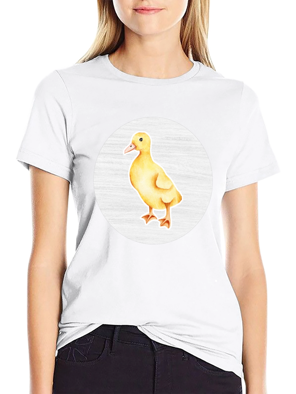 Cute Duckling Graphic Tee - Black Cotton T-Shirt