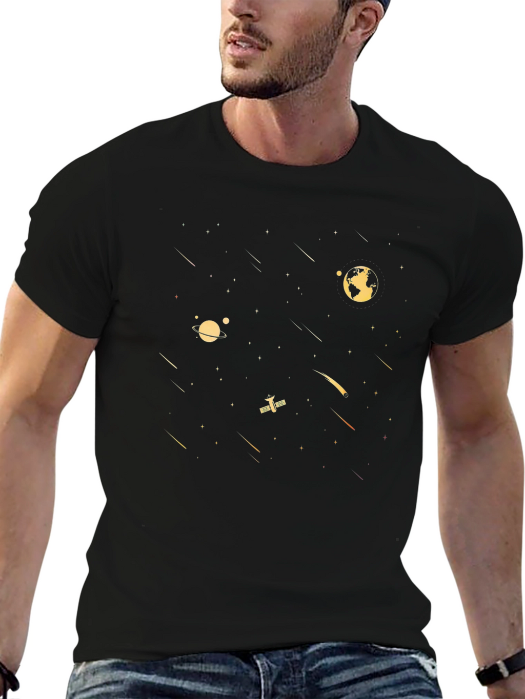 Space Galaxy Graphic Tee - Black