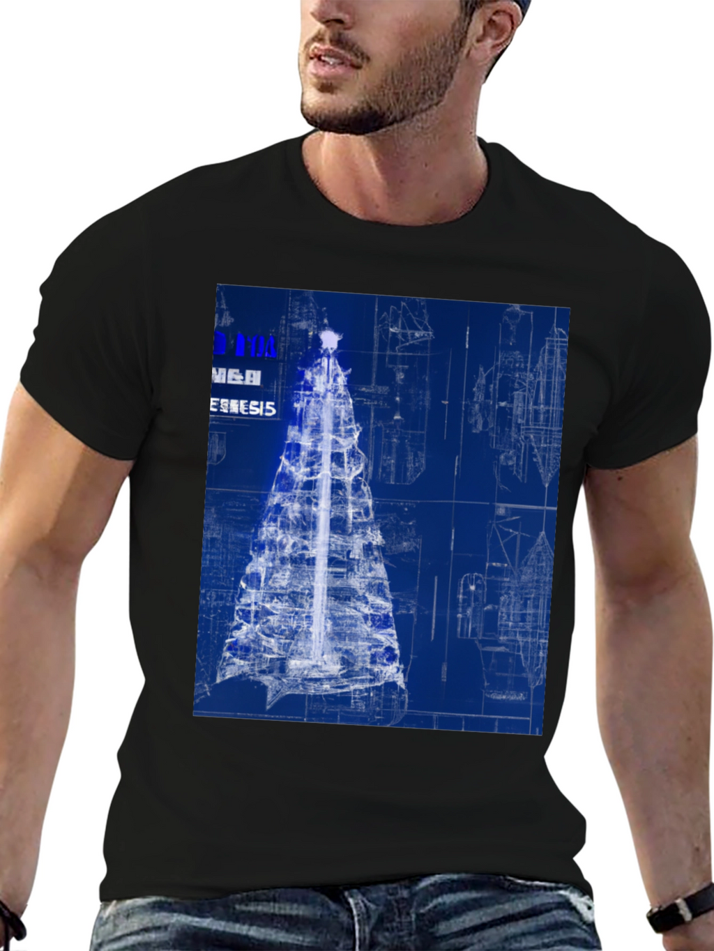 Blueprint Christmas Tree Graphic Tee