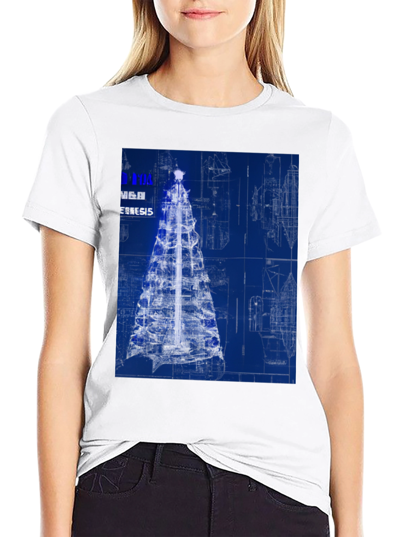 Blueprint Christmas Tree Graphic Tee