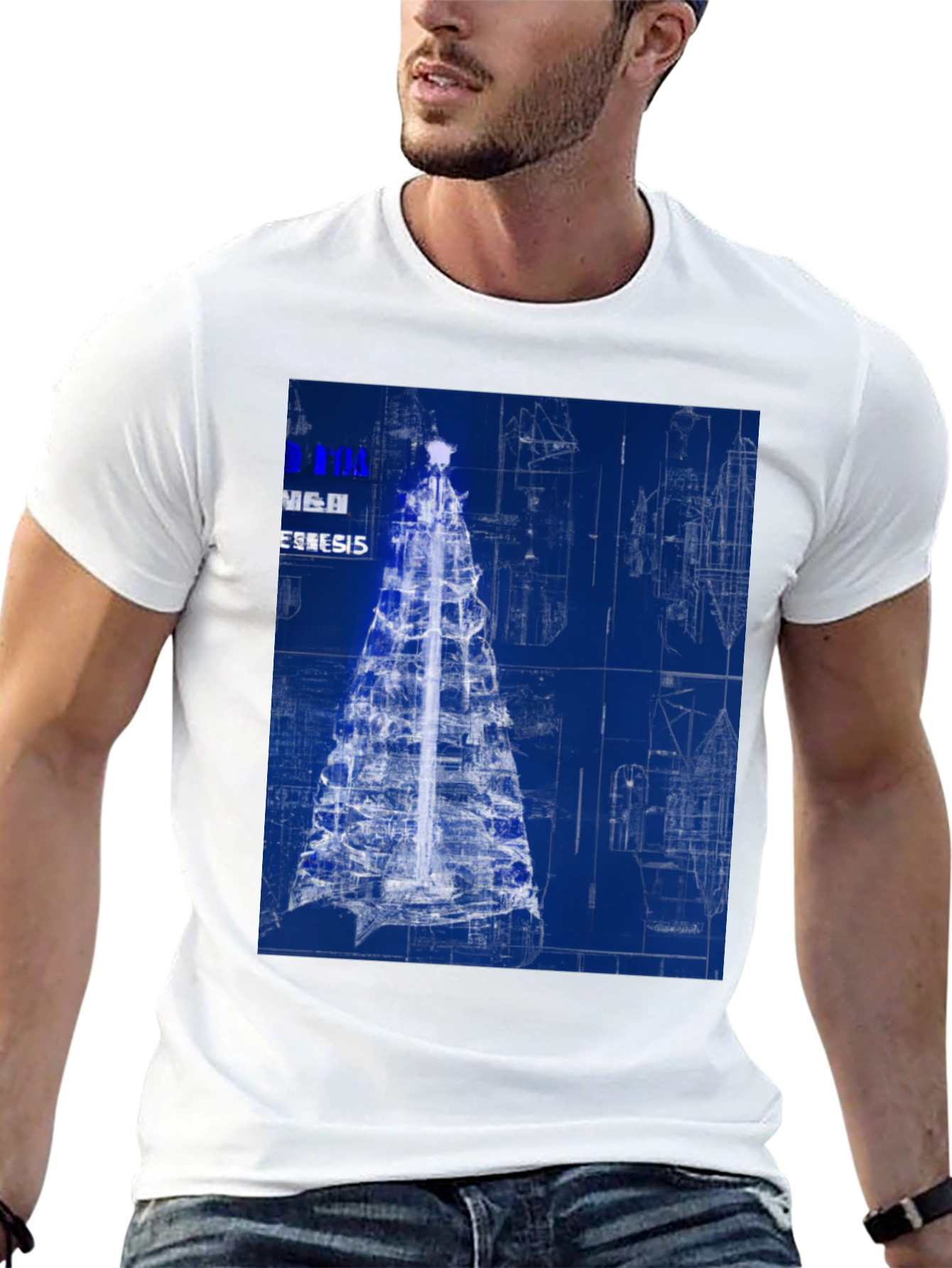 Blueprint Christmas Tree Graphic Tee