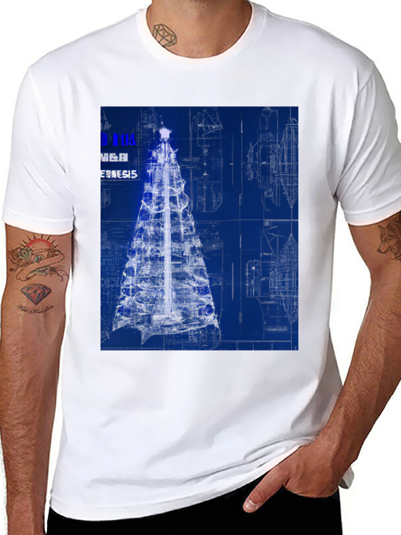 Blueprint Christmas Tree Graphic Tee