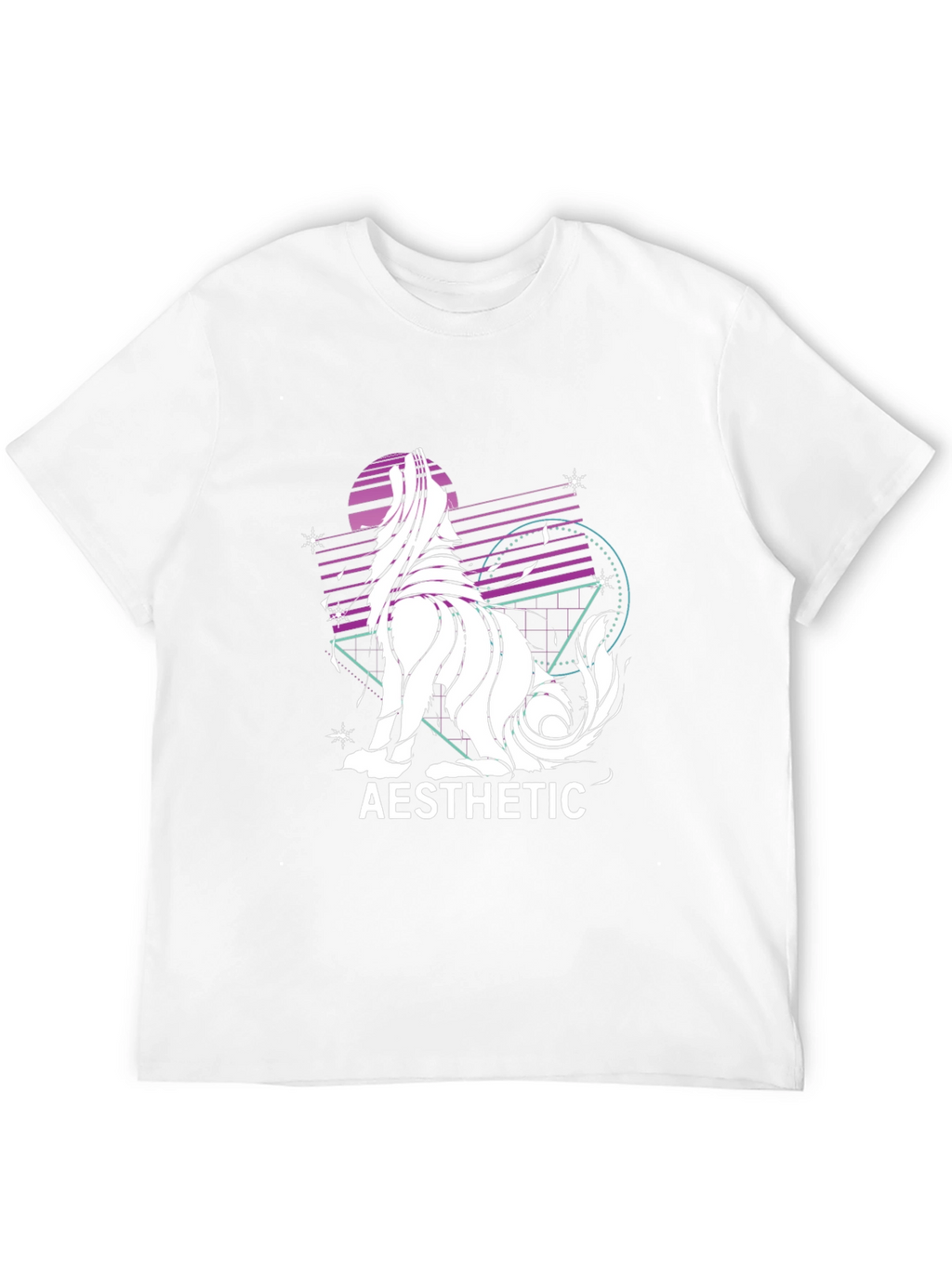 Aesthetic Wolf Graphic Print Black T-Shirt