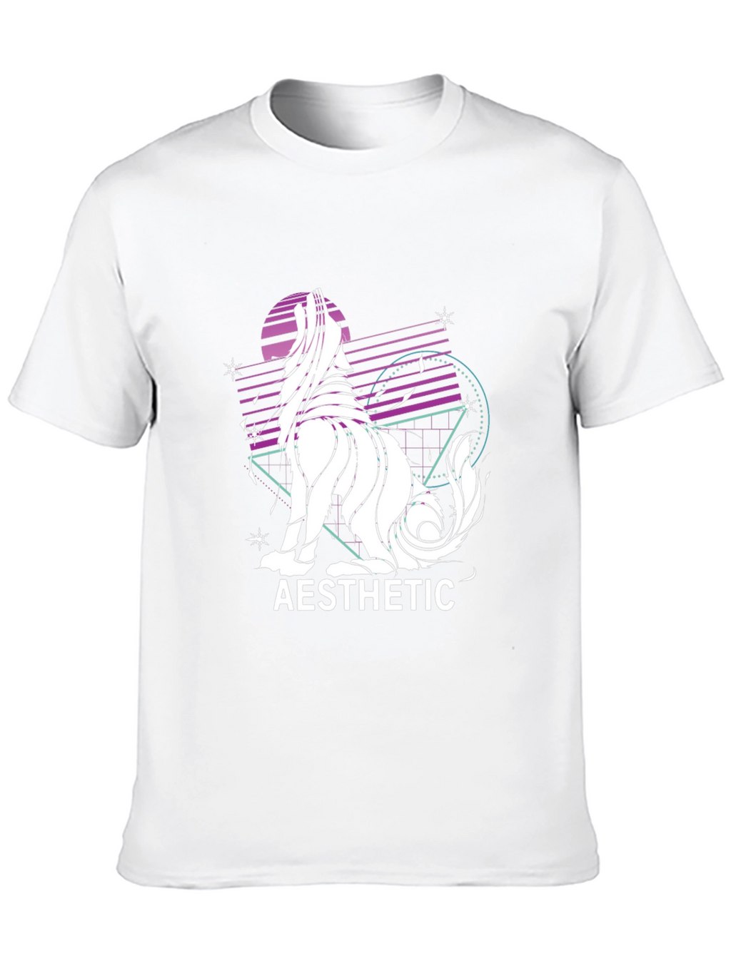 Aesthetic Wolf Graphic Print Black T-Shirt