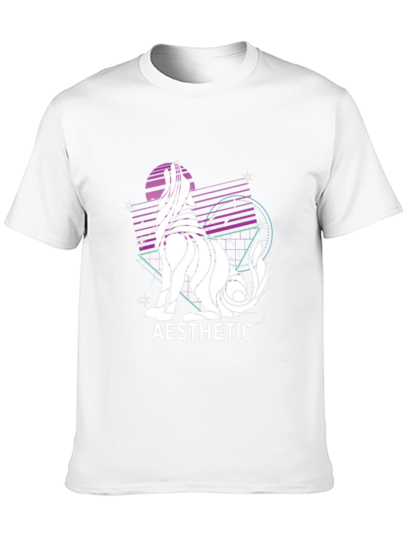 Aesthetic Wolf Graphic Print Black T-Shirt