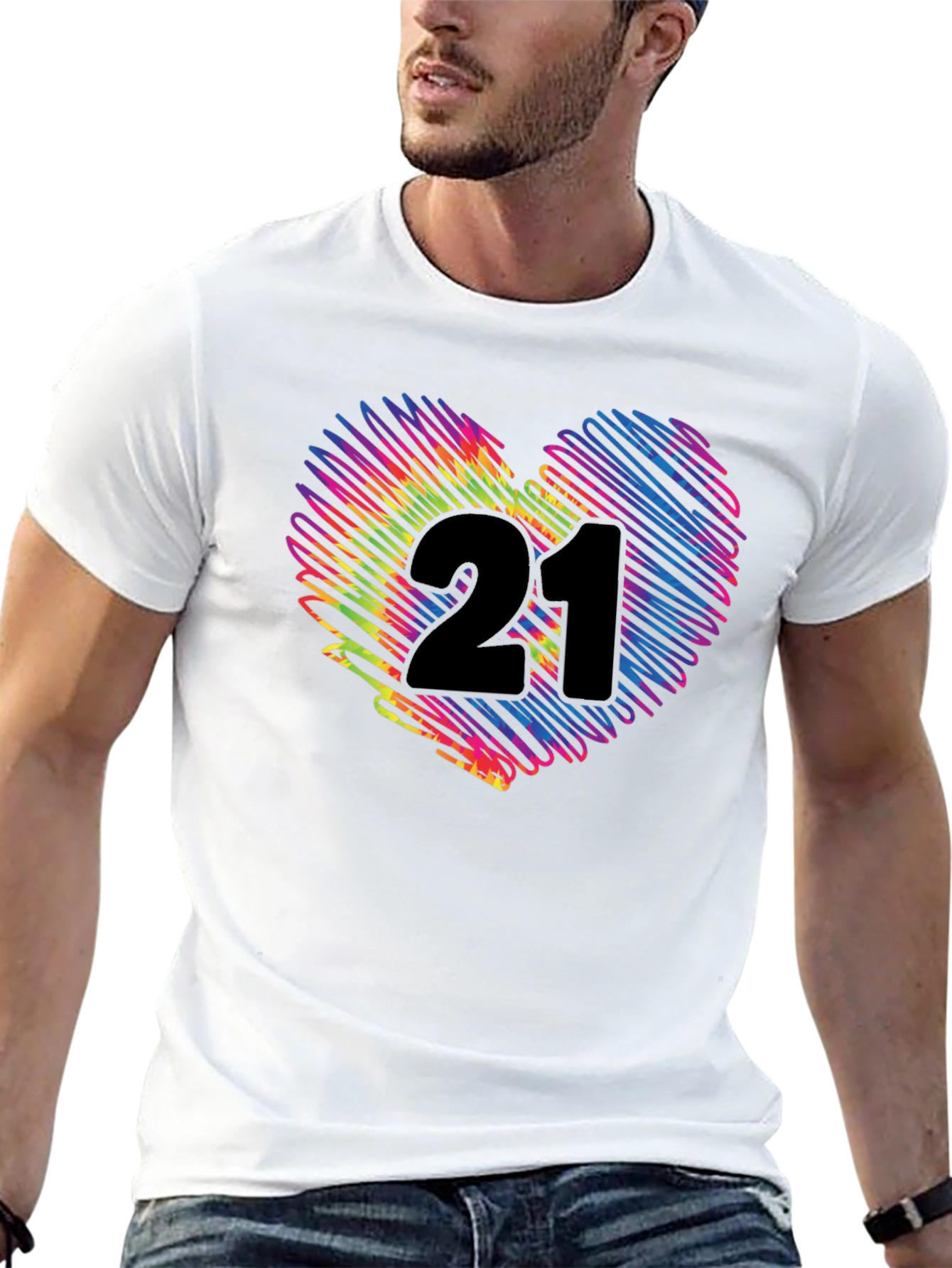 Rainbow 21st Birthday Heart T-Shirt